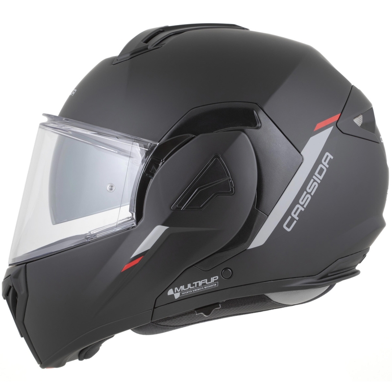 Casco de moto modular Cassida MultiFlip Korp en negro mate, rojo y gris