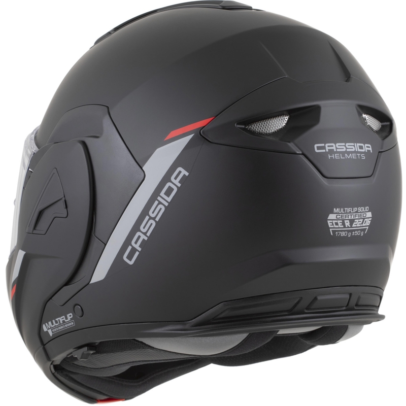 Casco de moto modular Cassida MultiFlip Korp en negro mate, rojo y gris
