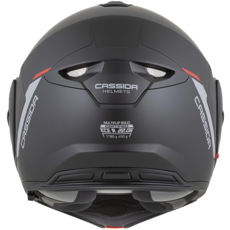 Casco de moto modular Cassida MultiFlip Korp en negro mate, rojo y gris