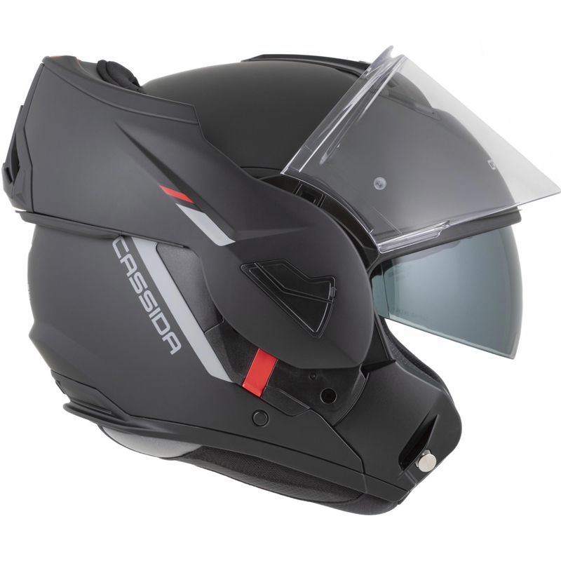 Casco de moto modular Cassida MultiFlip Korp en negro mate, rojo y gris
