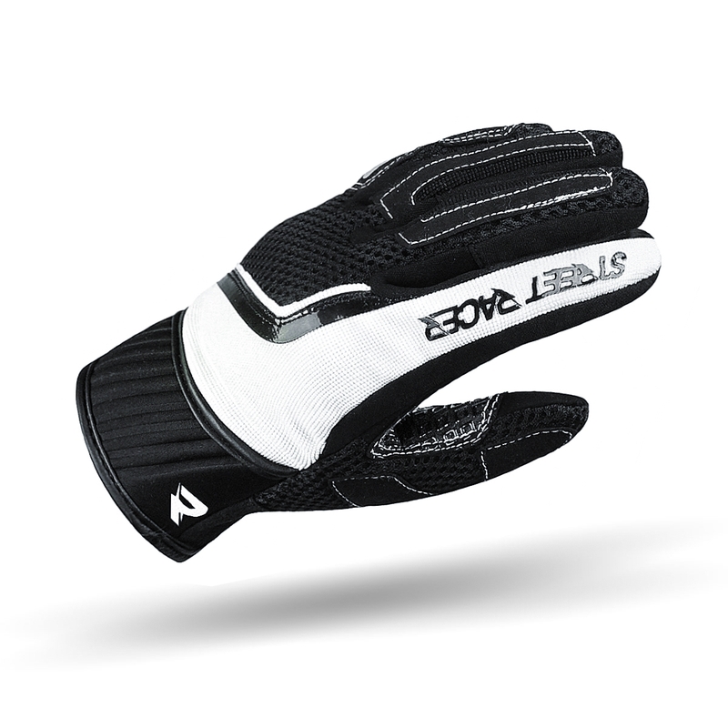 Guantes de moto Street Racer Stunt en blanco y negro