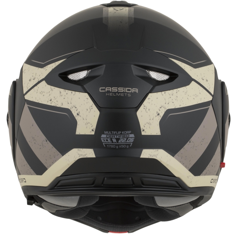 Casco de moto modular Cassida MultiFlip Korp en negro mate, arena y caqui