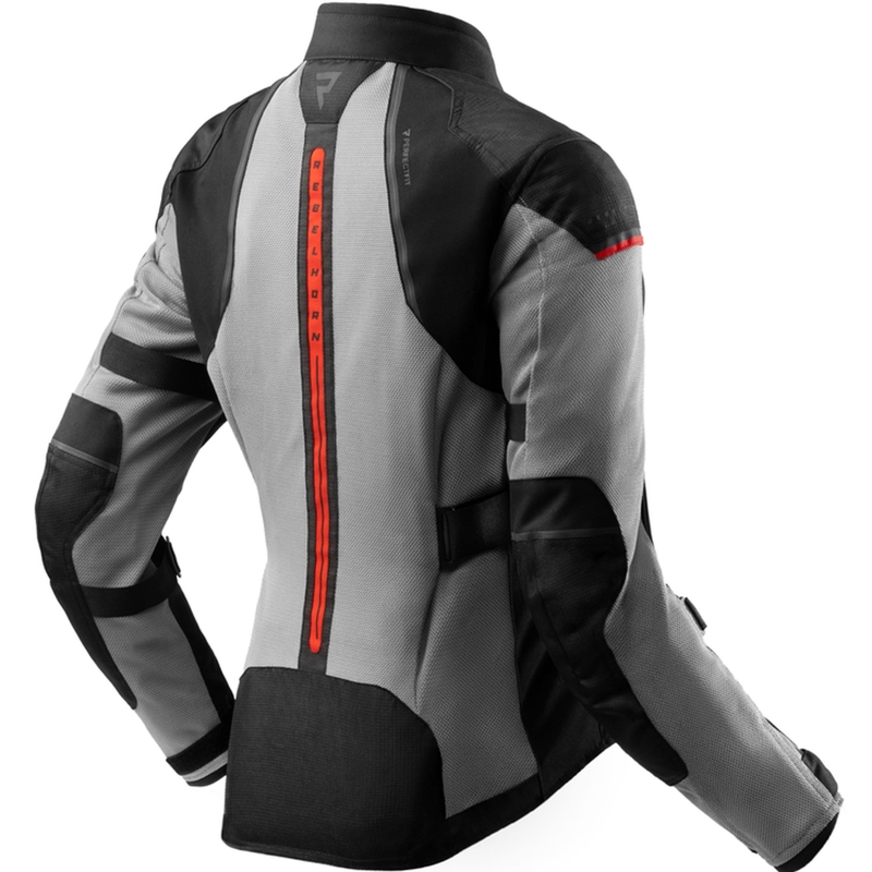 Chaqueta de moto para mujer Rebelhorn Scandal 3 negro-gris-rojo