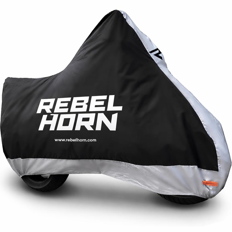 Funda para motocicleta Rebelhorn Shelter negra y plateada