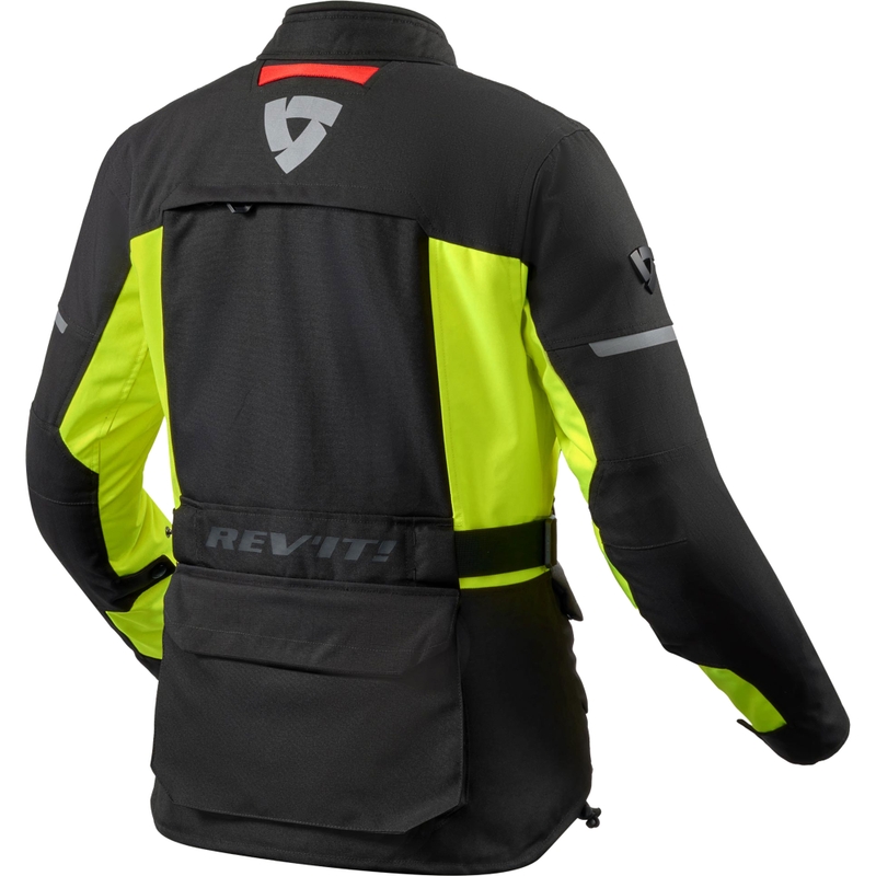 Chaqueta de moto Revit Outback 5 H2O para mujer, color negro y amarillo fluorescente