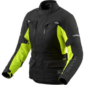 Chaqueta de moto Revit Outback 5 H2O para mujer, color negro y amarillo fluorescente