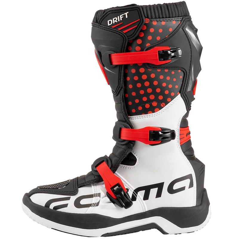 Botas de moto para niños Forma Drift negro-rojo-blanco