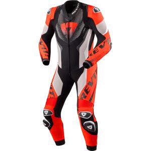 Traje de moto Revit One Piece Hyperspeed 3 gris claro-rojo fluorescente