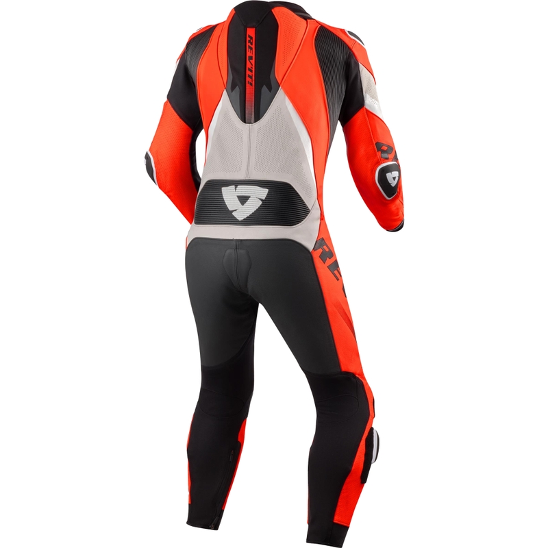 Traje de moto Revit One Piece Hyperspeed 3 gris claro-rojo fluorescente