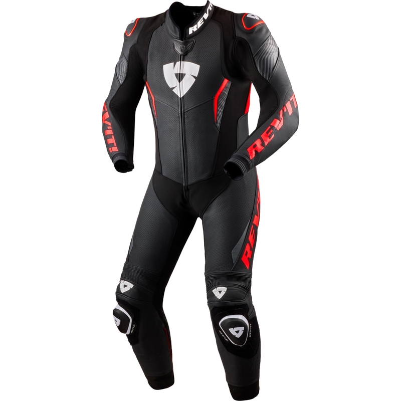 Traje de moto Revit Argon 3 negro-rojo fluo