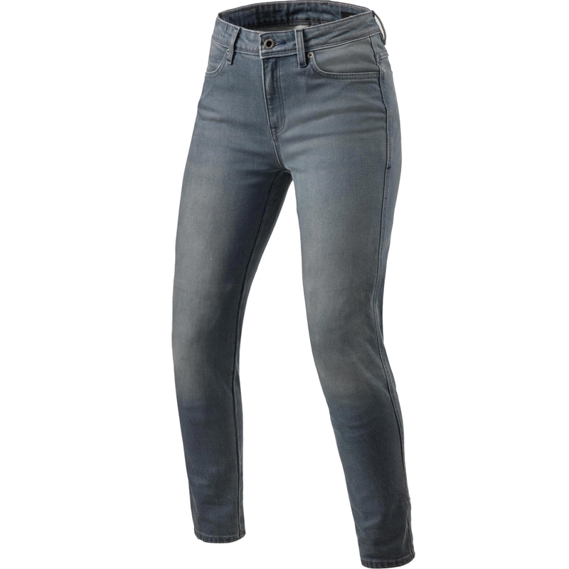 Vaqueros de moto recortados Revit Marley SK para mujer, gris medio lavado