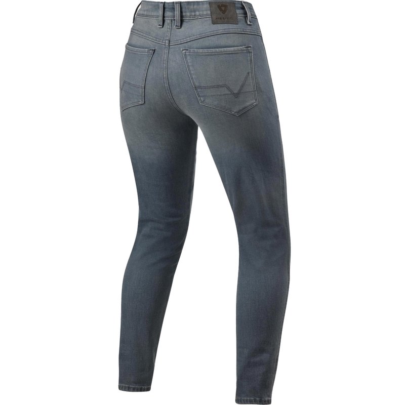 Vaqueros de moto recortados Revit Marley SK para mujer, gris medio lavado