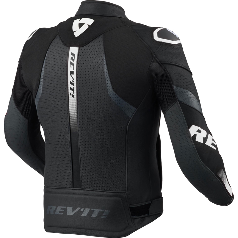 Chaqueta de moto de cuero Revit Hyperspeed 3 Air en blanco y negro
