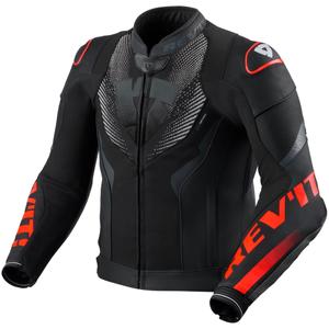 Chaqueta de moto de cuero Revit Hyperspeed 3 Air negro-rojo fluo