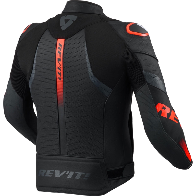 Chaqueta de moto de cuero Revit Hyperspeed 3 Air negro-rojo fluo