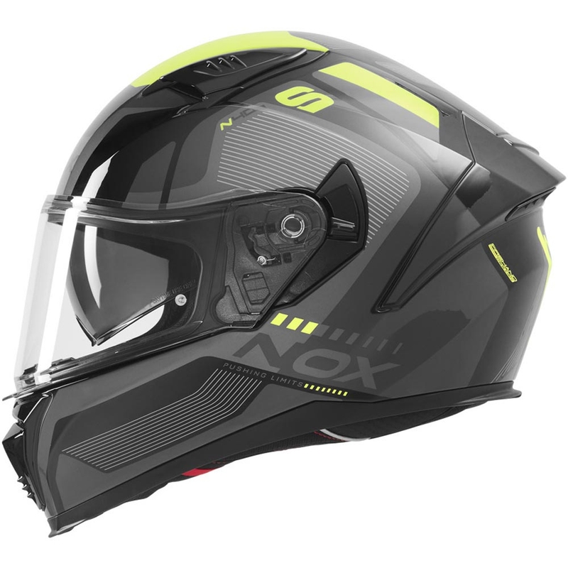 Casco integral de moto NOX N402 Mentor negro-amarillo fluo