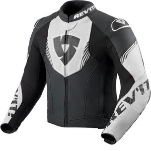 Chaqueta de moto de cuero Revit Argon 3 en blanco y negro
