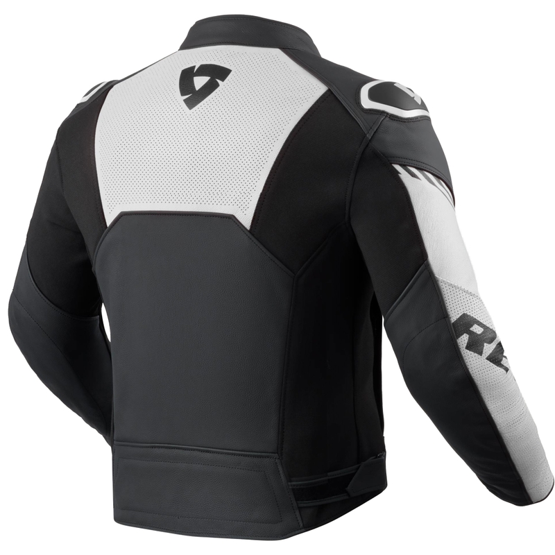Chaqueta de moto de cuero Revit Argon 3 en blanco y negro