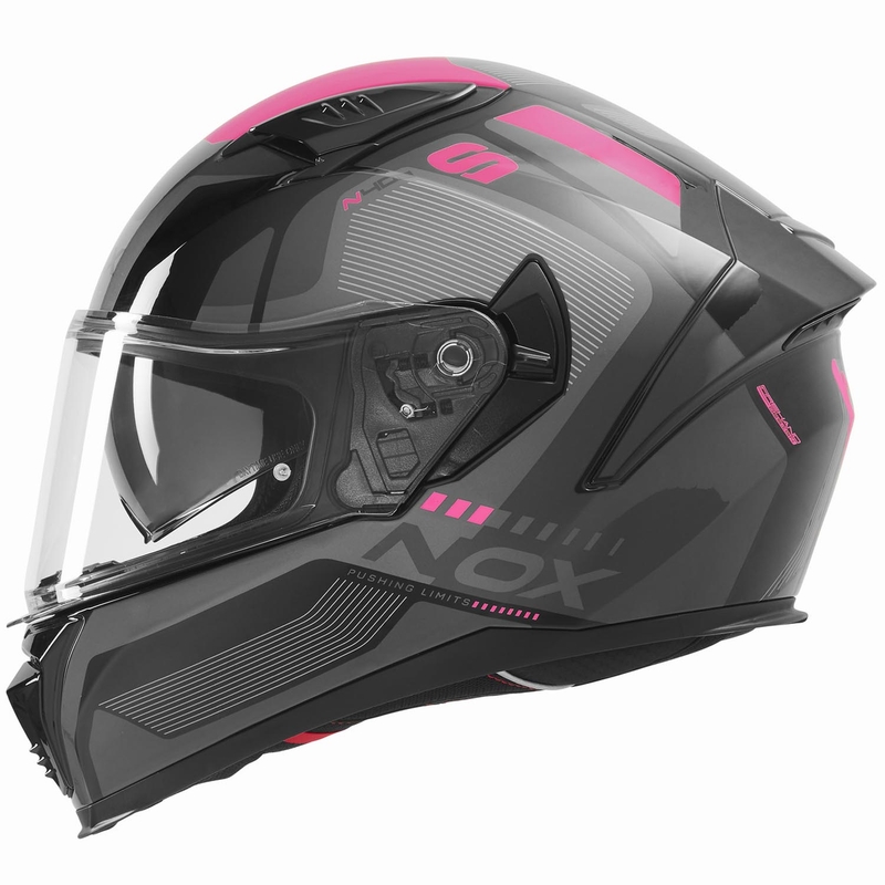 Casco integral de moto NOX N402 Mentor negro-rosa