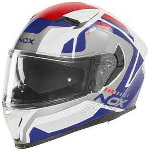 Casco integral de moto NOX N402 Mentor blanco-azul-rojo