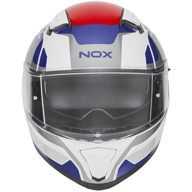Casco integral de moto NOX N402 Mentor blanco-azul-rojo