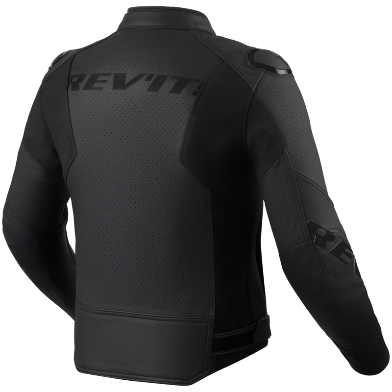 Chaqueta de cuero para motocicleta Revit Quadratic negra