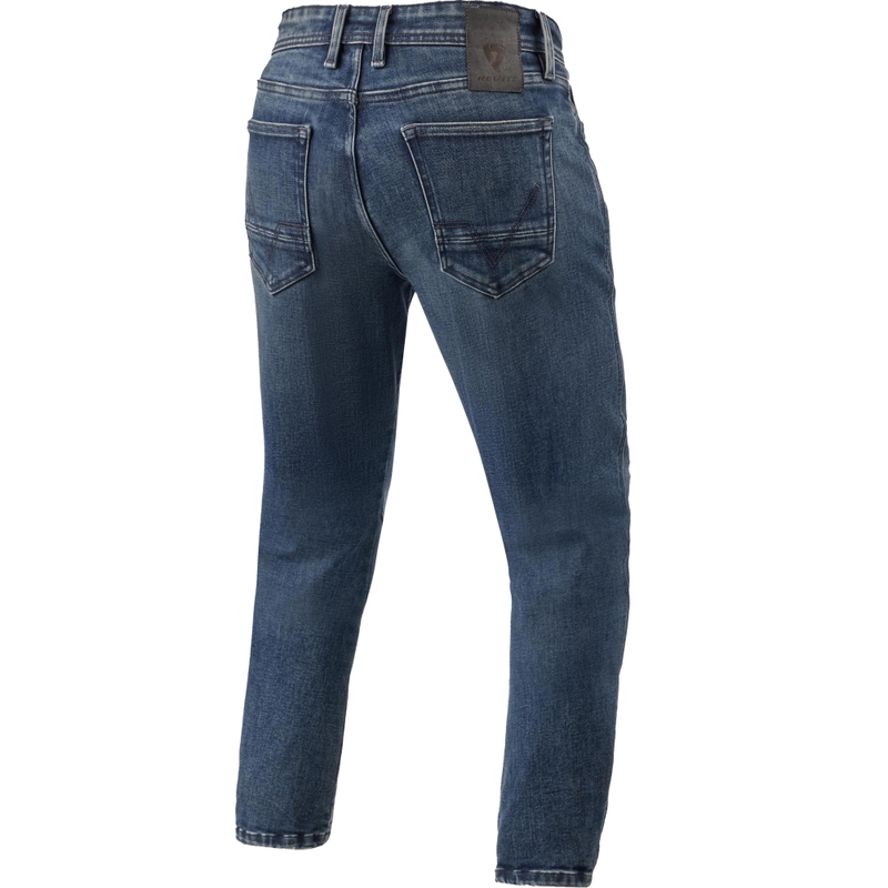 Vaqueros de moto cónicos Revit Detroit 3 en azul oscuro lavado
