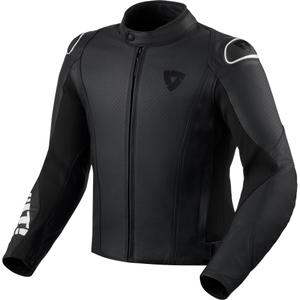 Chaqueta de cuero para moto Revit Quadratic en blanco y negro