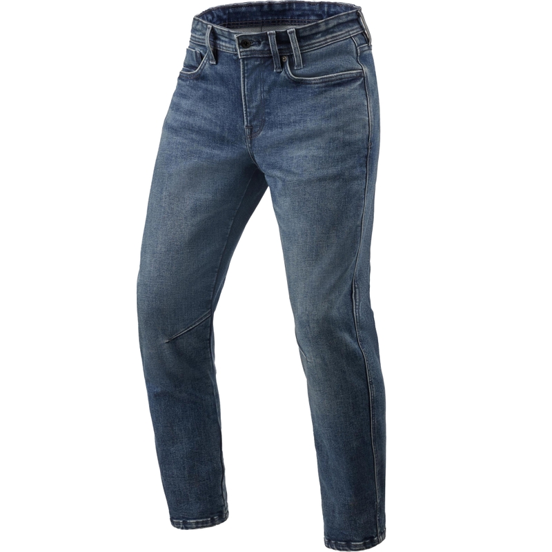 Vaqueros de moto clásicos cónicos Revit Detroit 3 en azul oscuro lavado