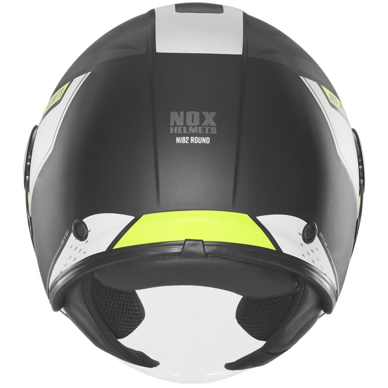 Casco de moto jet NOX N182 Round negro mate-amarillo fluo