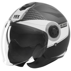 Casco de moto jet NOX N182 Round negro mate-plata