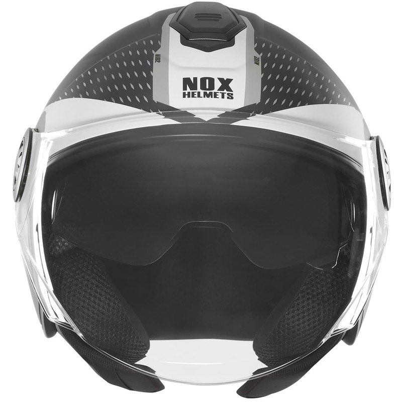Casco de moto jet NOX N182 Round negro mate-plata
