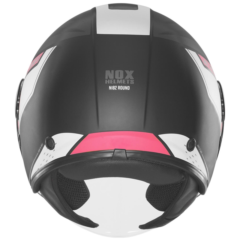 Casco de moto jet NOX N182 Round negro mate-rosa