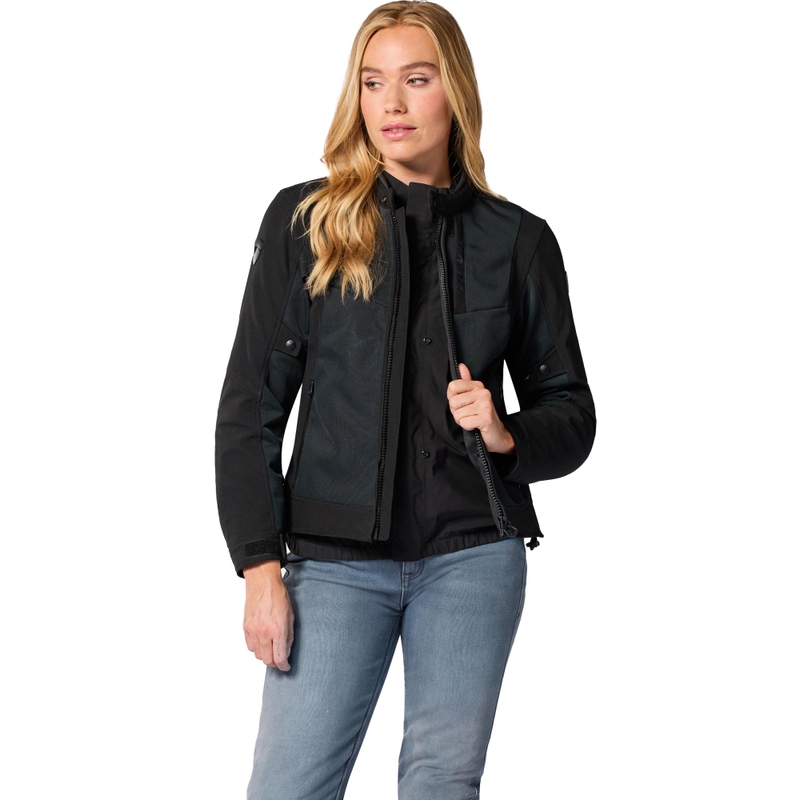 Chaqueta de moto Revit Highcrest para mujer, color negro