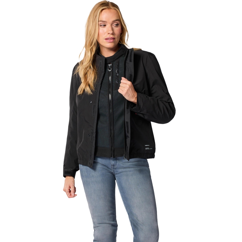 Chaqueta de moto Revit Highcrest para mujer, color negro