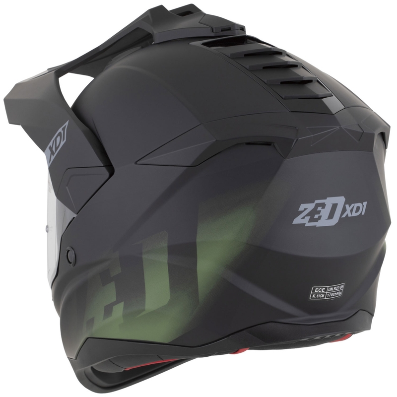 Casco de moto enduro ZED XD1 negro mate-verde oscuro