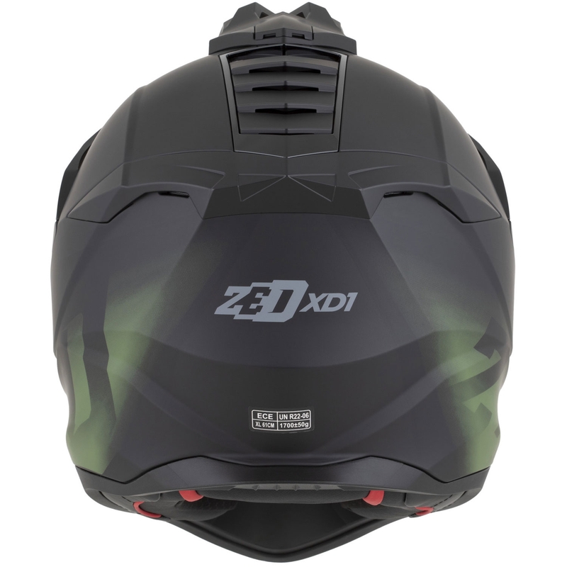 Casco de moto enduro ZED XD1 negro mate-verde oscuro