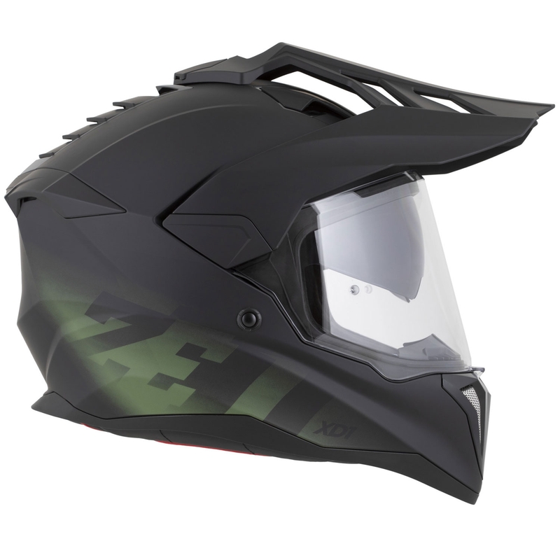 Casco de moto enduro ZED XD1 negro mate-verde oscuro