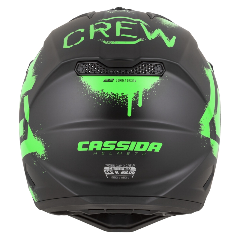 Casco de motocross Cassida Cross Cup 2 Crew negro mate-verde fluo