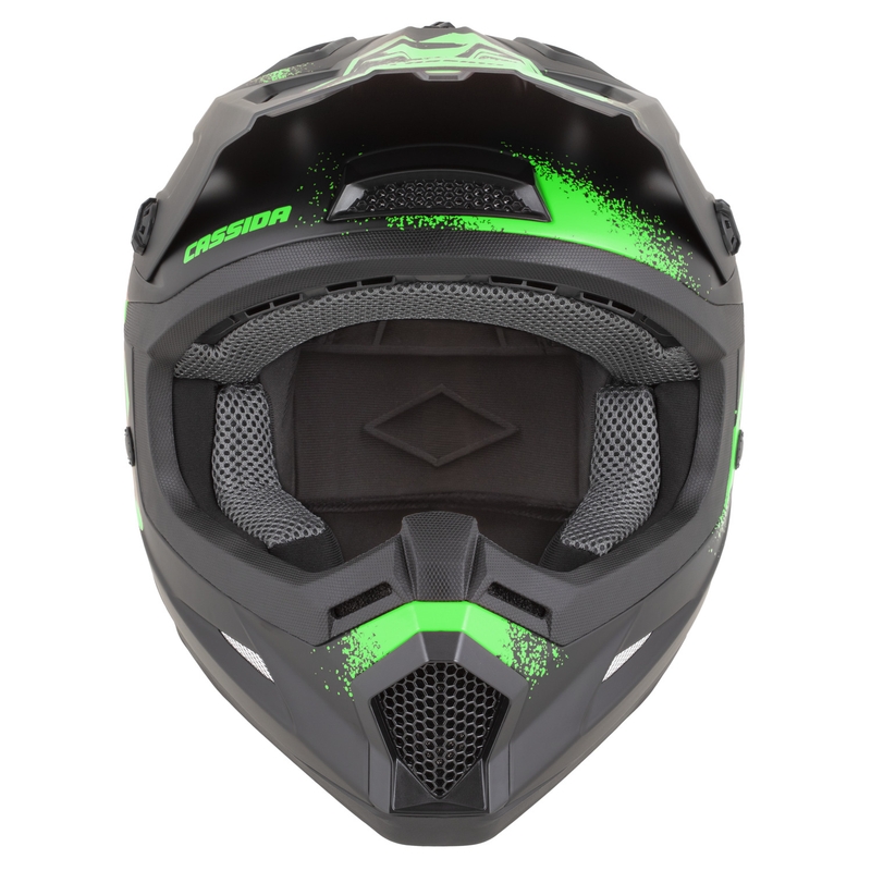 Casco de motocross Cassida Cross Cup 2 Crew negro mate-verde fluo