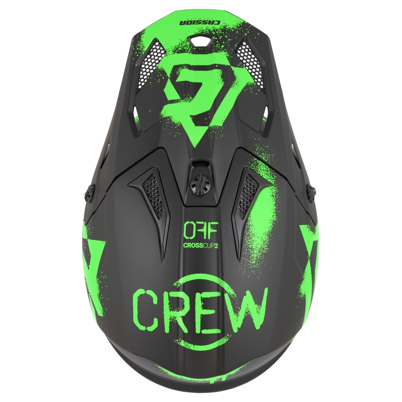 Casco de motocross Cassida Cross Cup 2 Crew negro mate-verde fluo