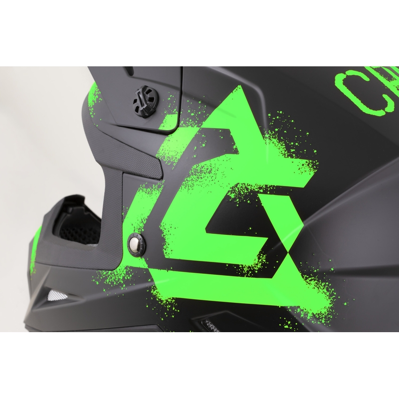 Casco de motocross Cassida Cross Cup 2 Crew negro mate-verde fluo