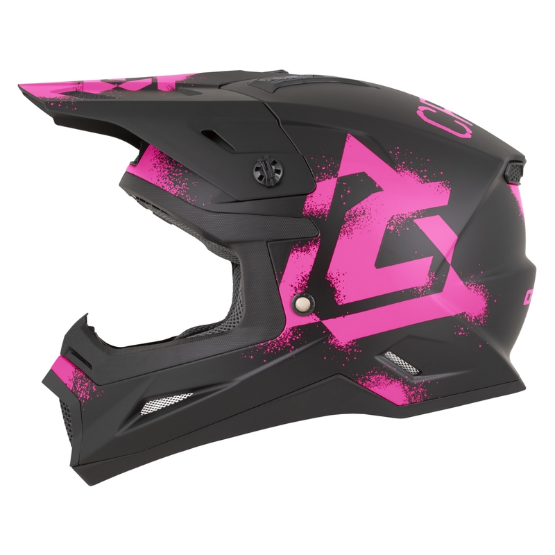 Casco de motocross Cassida Cross Cup 2 Crew negro mate-rosa fluo