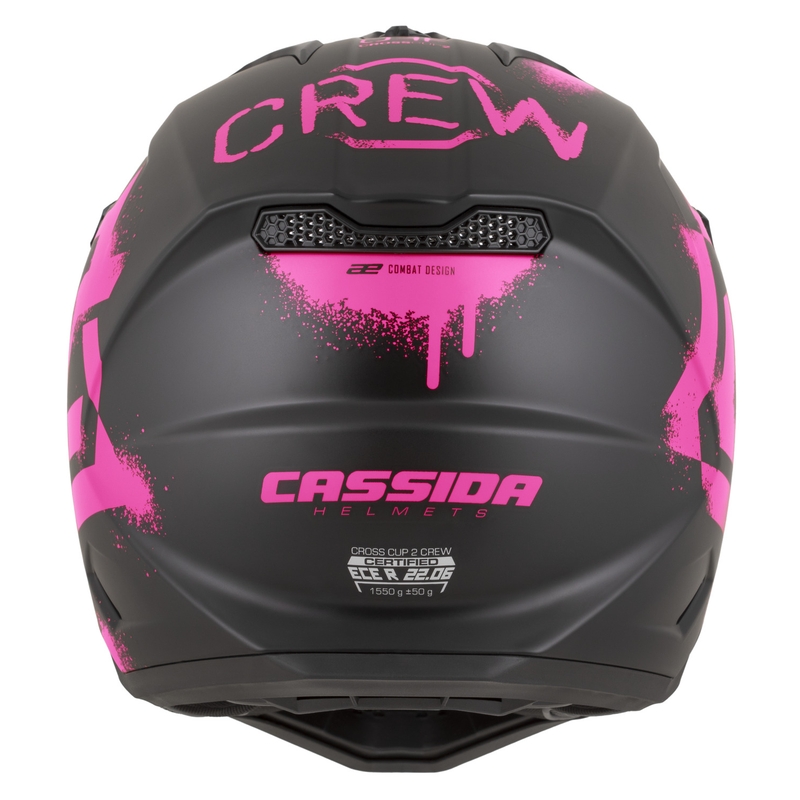 Casco de motocross Cassida Cross Cup 2 Crew negro mate-rosa fluo