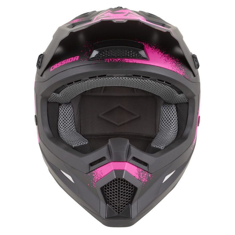 Casco de motocross Cassida Cross Cup 2 Crew negro mate-rosa fluo