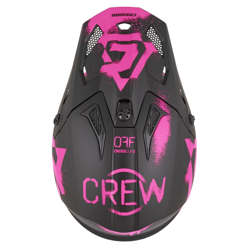 Casco de motocross Cassida Cross Cup 2 Crew negro mate-rosa fluo