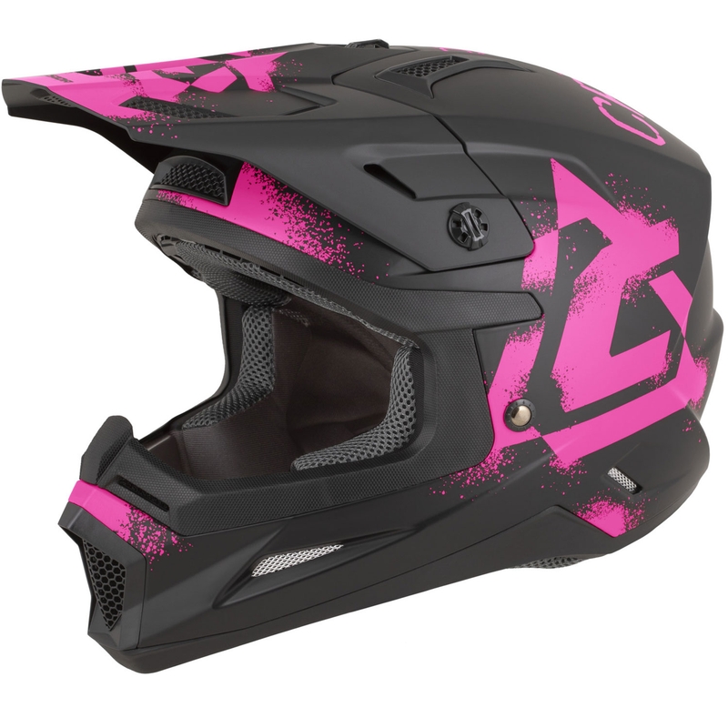Casco de motocross Cassida Cross Cup 2 Crew negro mate-rosa fluo