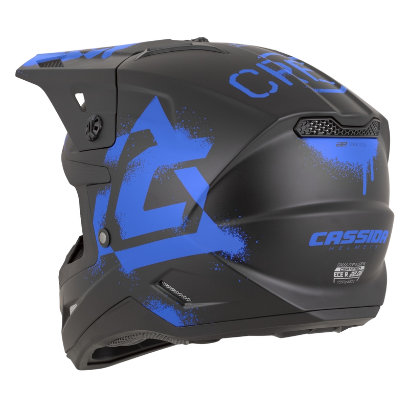 Casco de motocross Cassida Cross Cup 2 Crew negro mate-azul