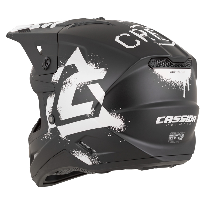 Casco de motocross Cassida Cross Cup 2 Crew en negro mate y blanco