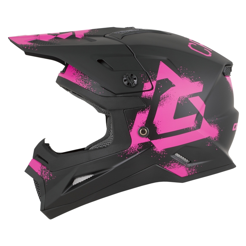 Casco de motocross infantil Cassida Cross Cup 2 Crew Junior negro mate-rosa fluo
